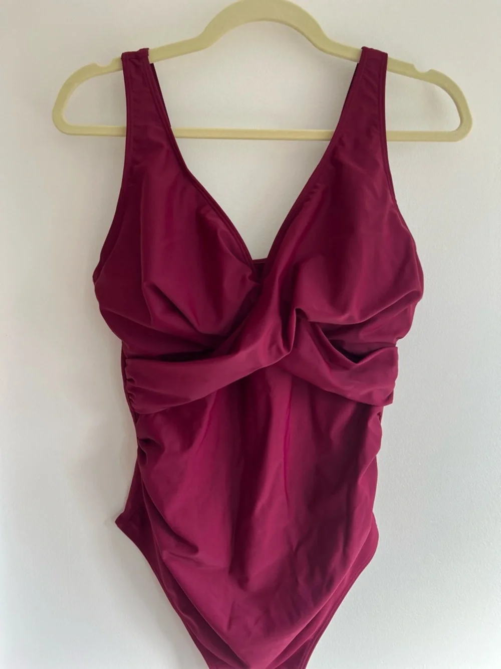 Summersunshine Women’s Maternity Twist-Front One-Piece Swimsuit in Red Wine | L - Picture 2 of 16